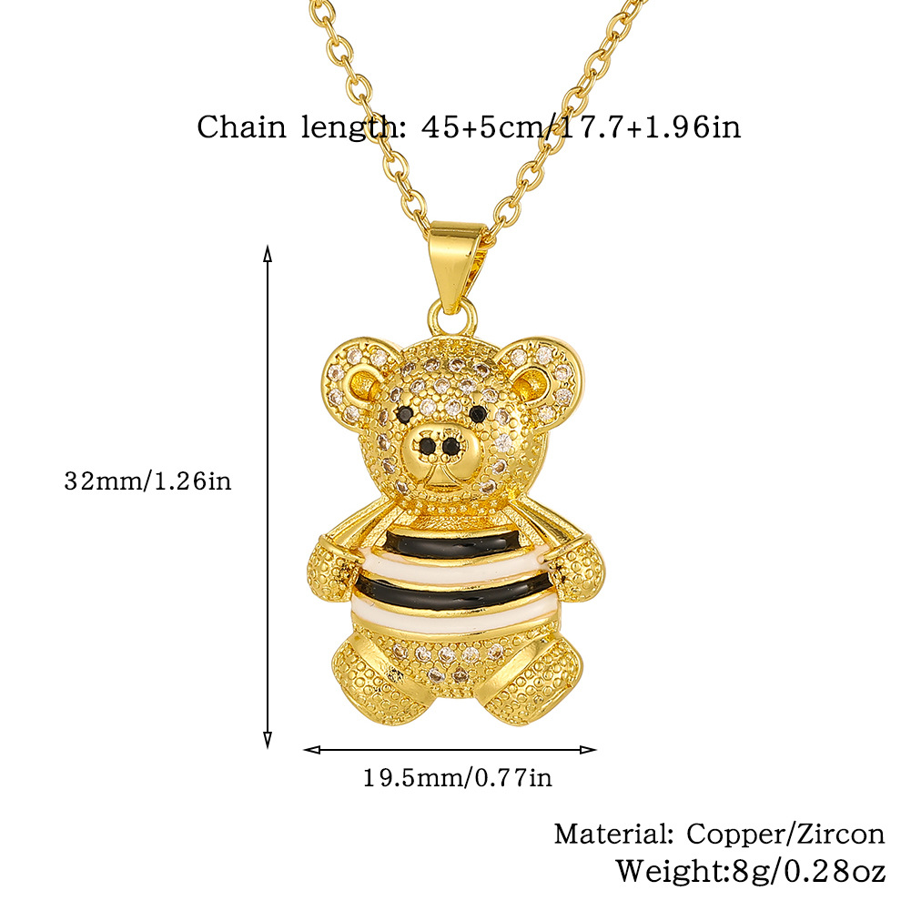 Wholesale Simple Style Classic Style Animal Cartoon Character Copper Inlay Rhinestones Pendant Necklace display picture 3