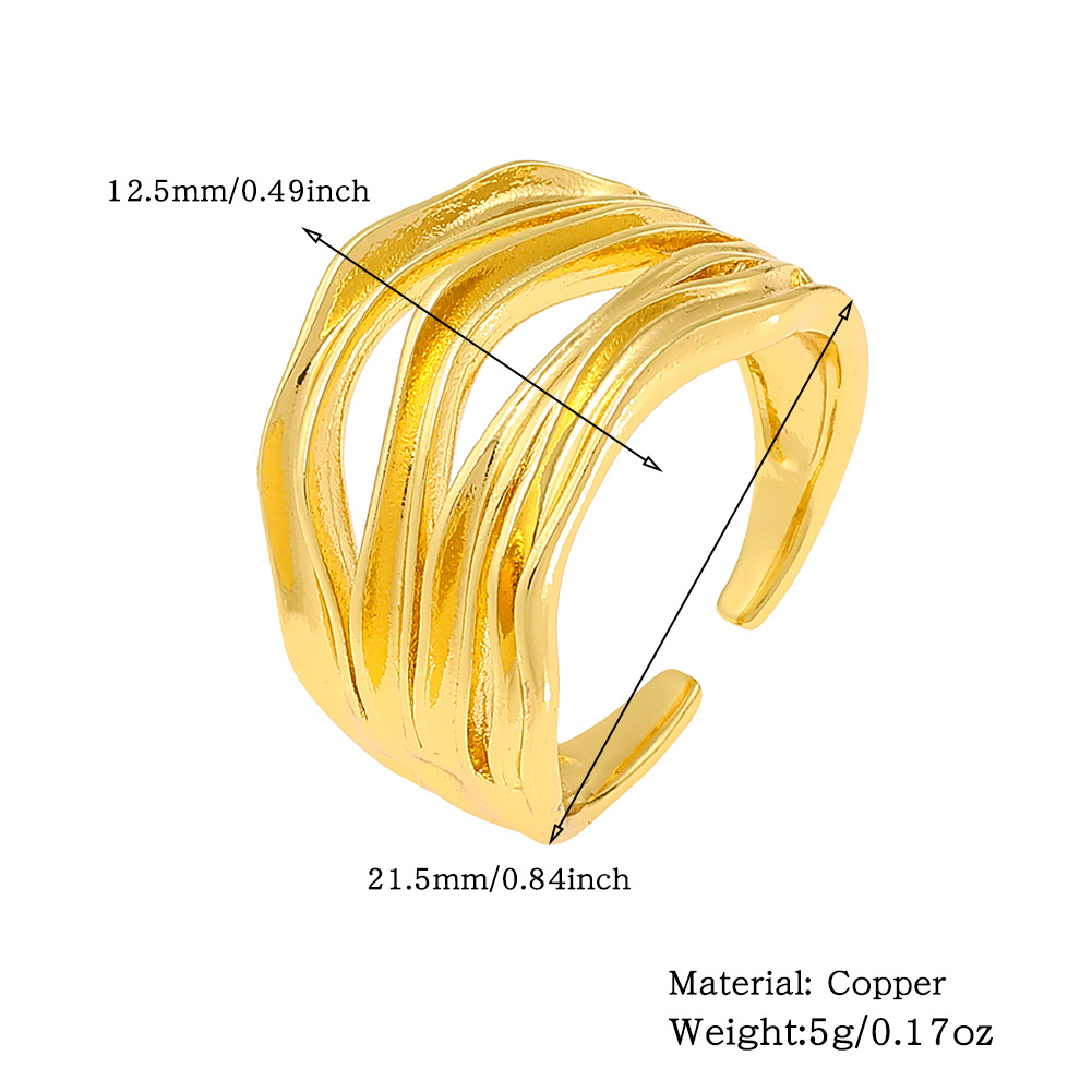 Copper Gold Plated Simple Style Classic Style Plating Solid Color Rings display picture 9