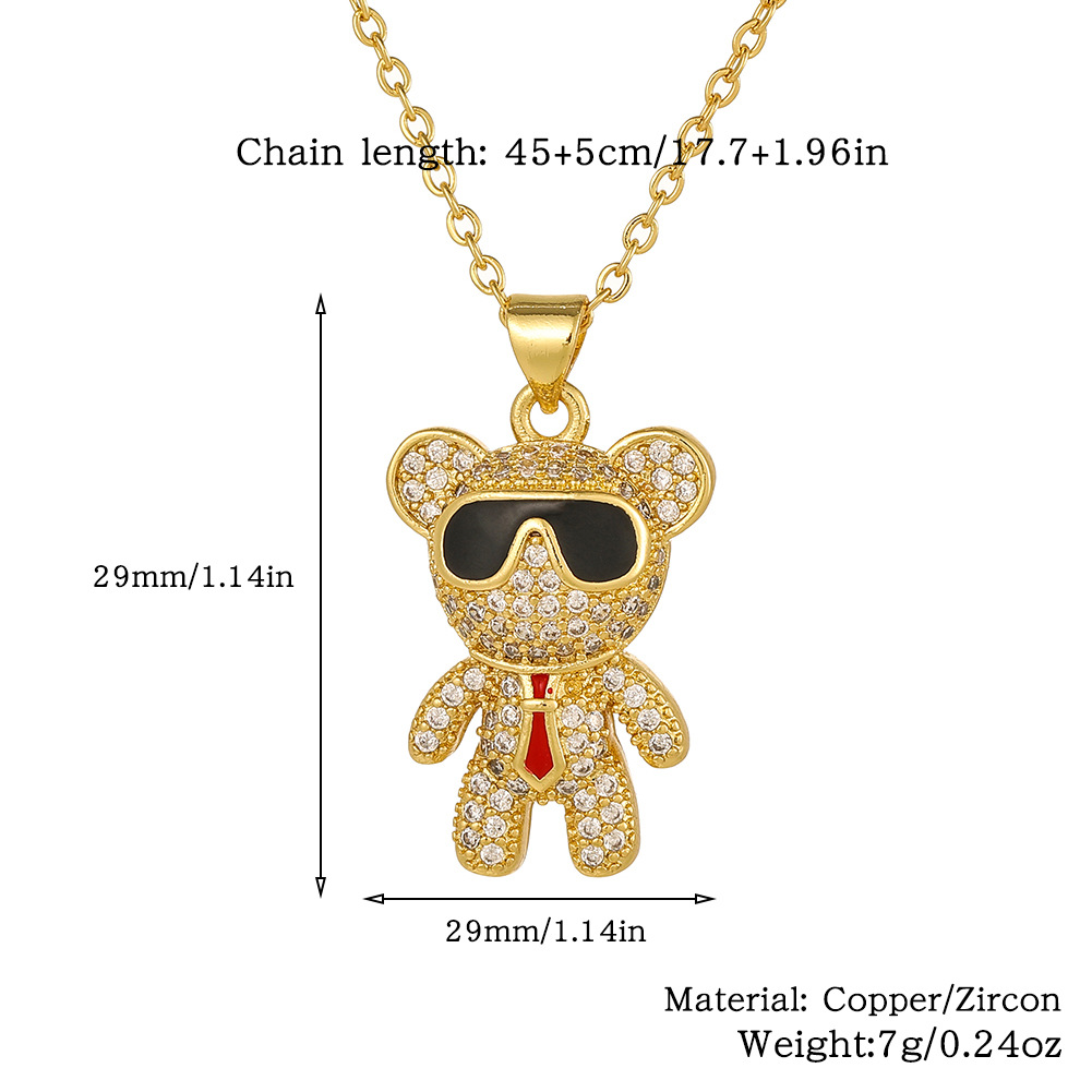Wholesale Simple Style Classic Style Animal Cartoon Character Copper Inlay Rhinestones Pendant Necklace display picture 4