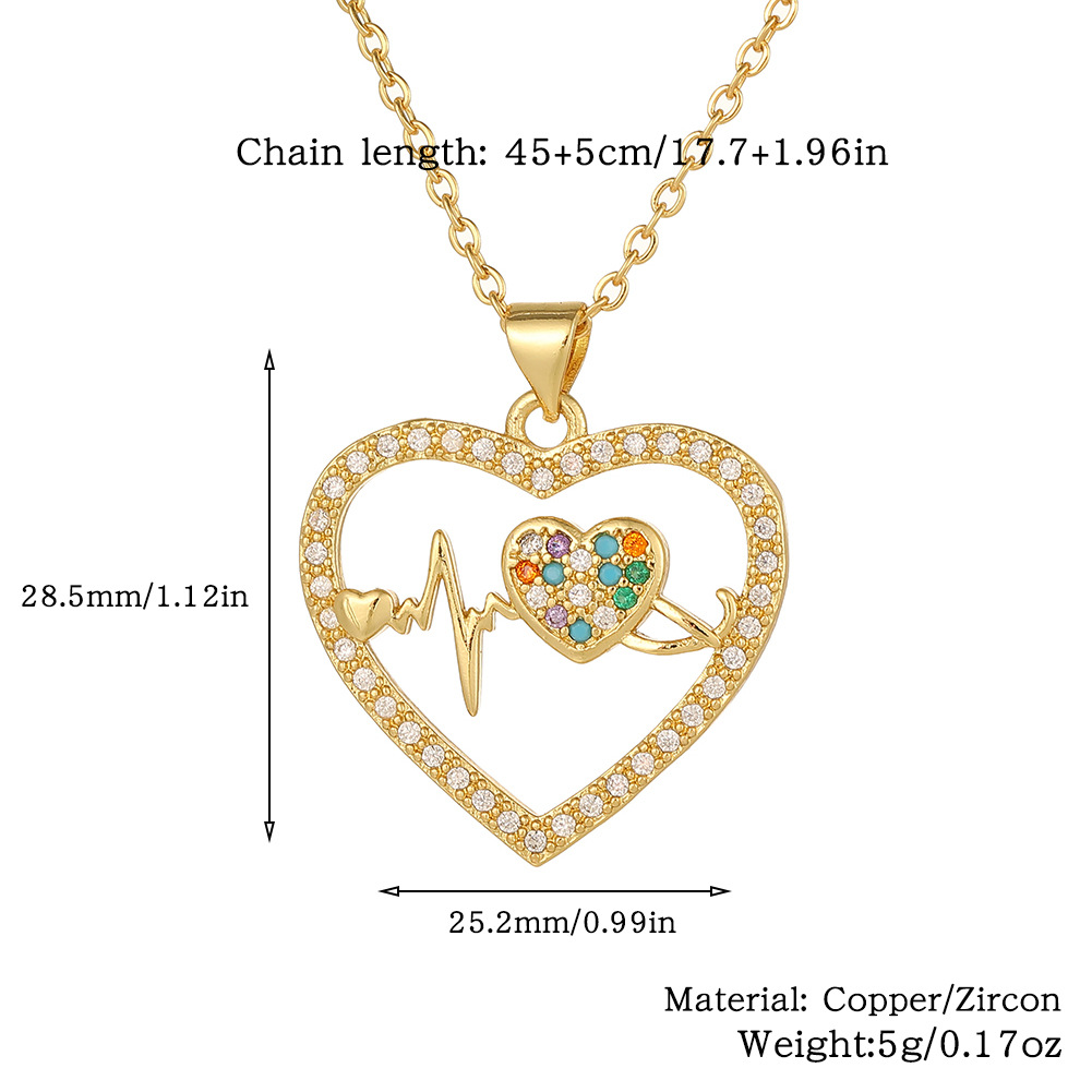 Wholesale Elegant Heart Shape Copper Inlay Zircon Pendant Necklace display picture 7