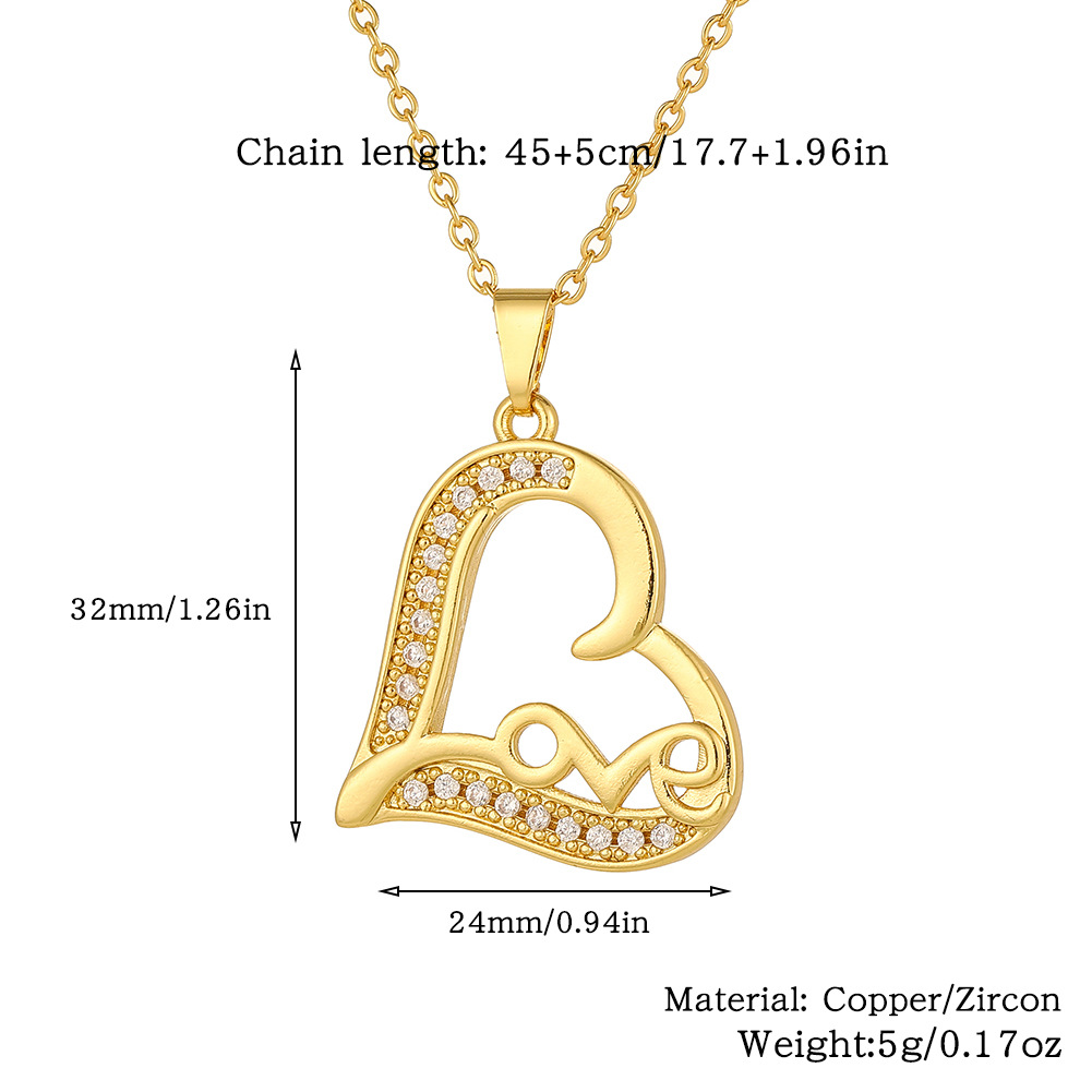 Wholesale Elegant Heart Shape Copper Inlay Zircon Pendant Necklace display picture 8