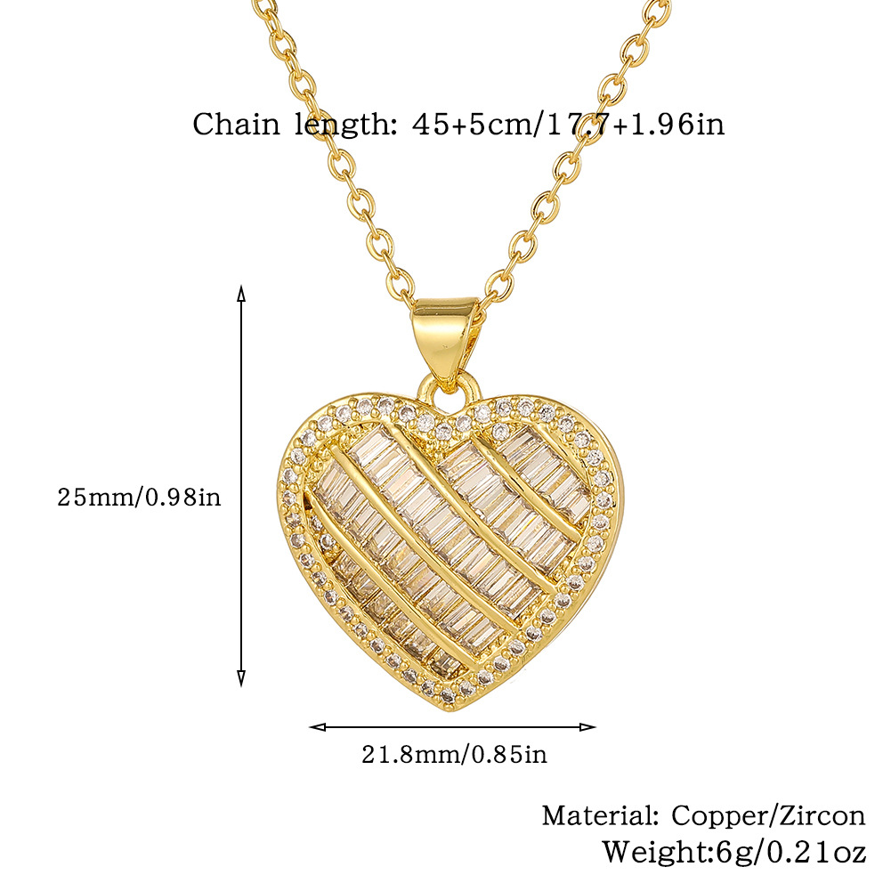 Wholesale Elegant Heart Shape Copper Inlay Zircon Pendant Necklace display picture 9