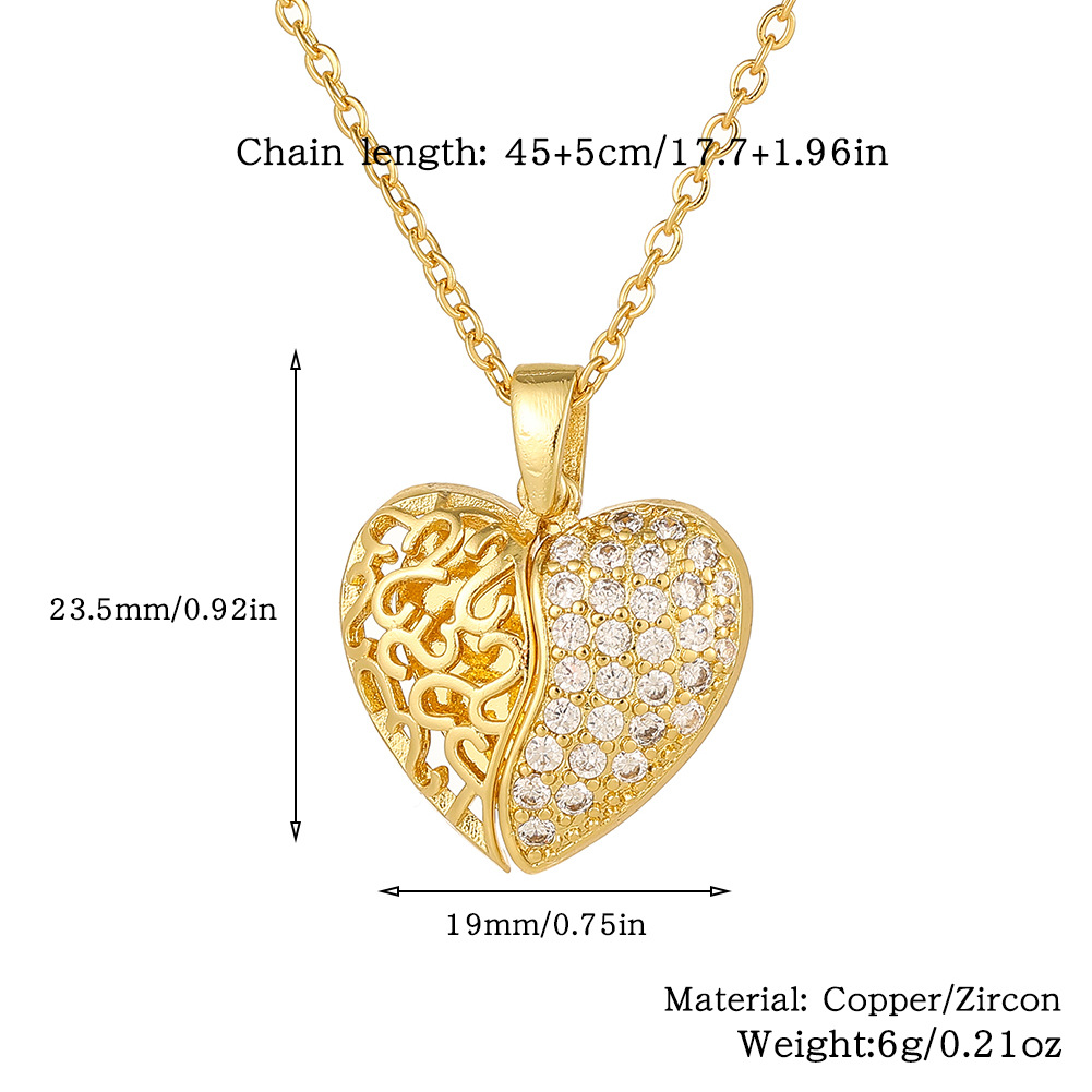 Wholesale Elegant Heart Shape Copper Inlay Zircon Pendant Necklace display picture 10