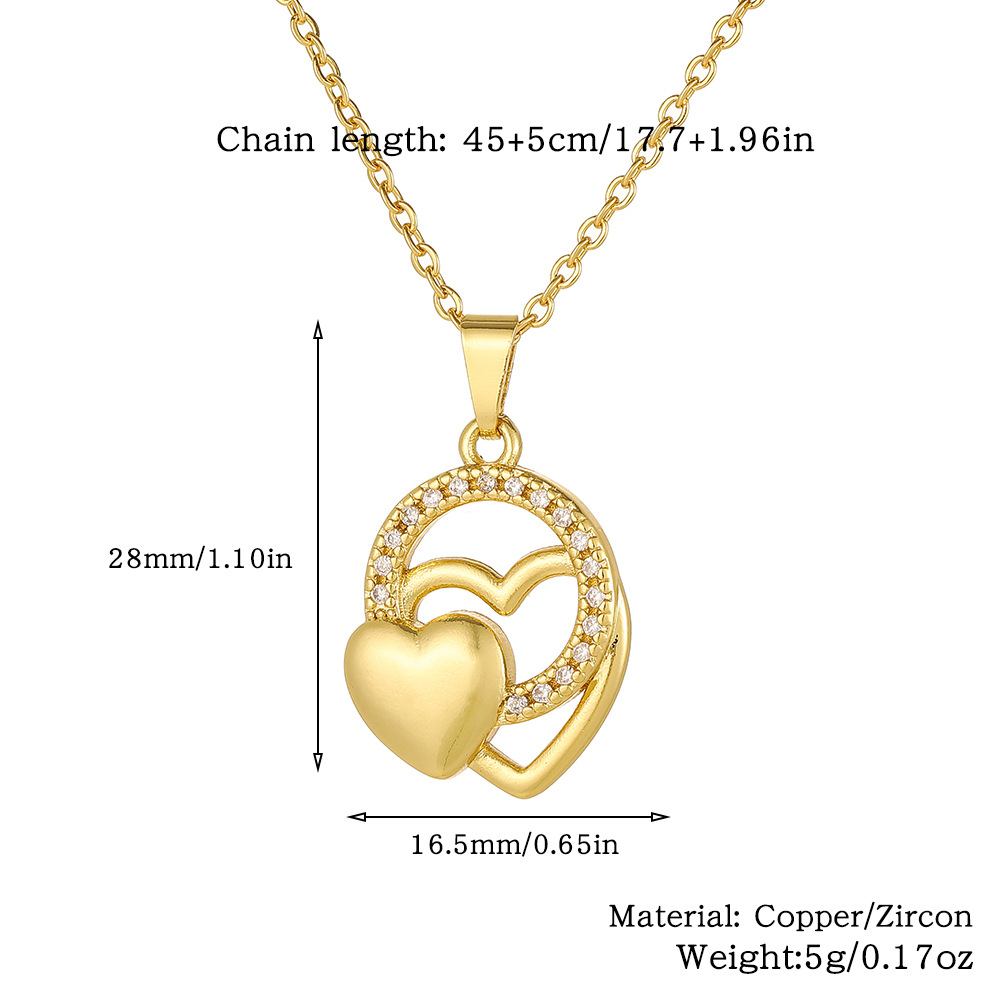 Wholesale Elegant Heart Shape Copper Inlay Zircon Pendant Necklace display picture 16