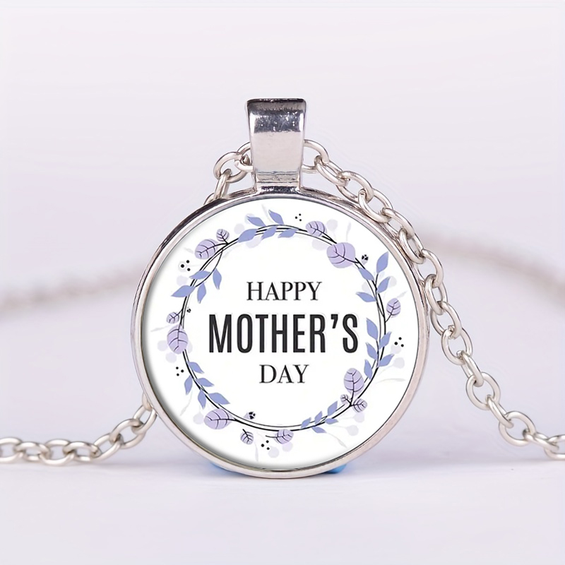Elegant Sweet Simple Style Letter Alloy Inlay Glass Silver Plated Mother'S Day Women's Pendant Necklace display picture 2