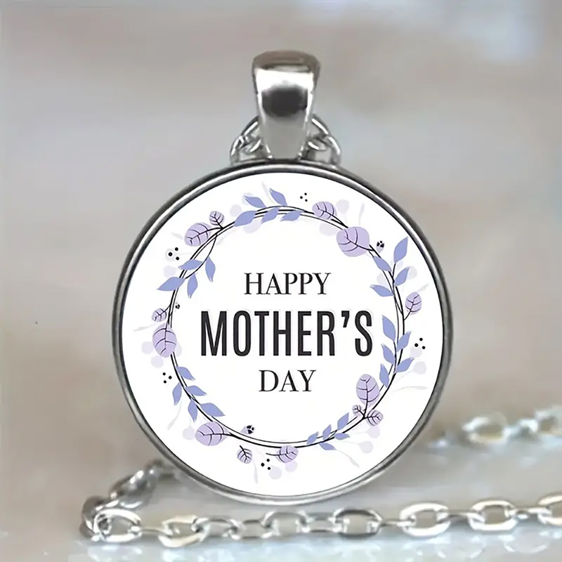 Elegant Sweet Simple Style Letter Alloy Inlay Glass Silver Plated Mother'S Day Women's Pendant Necklace display picture 3