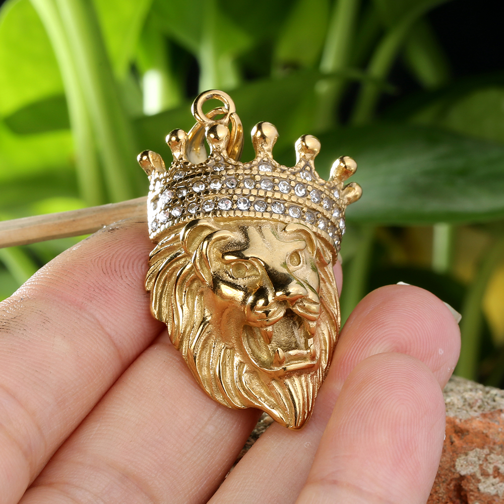 1 Piece 316 Stainless Steel  18K Gold Plated Lion Polished Pendant display picture 4