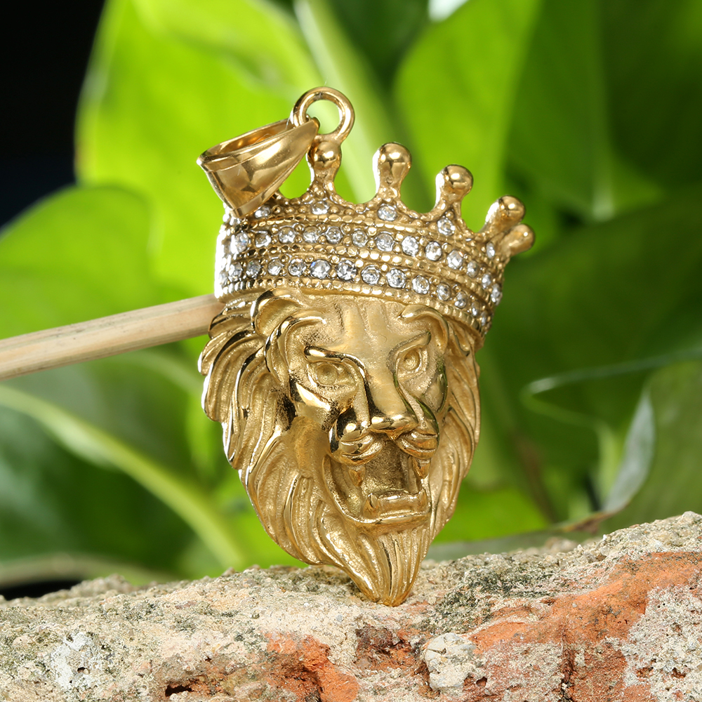 1 Piece 316 Stainless Steel  18K Gold Plated Lion Polished Pendant display picture 5