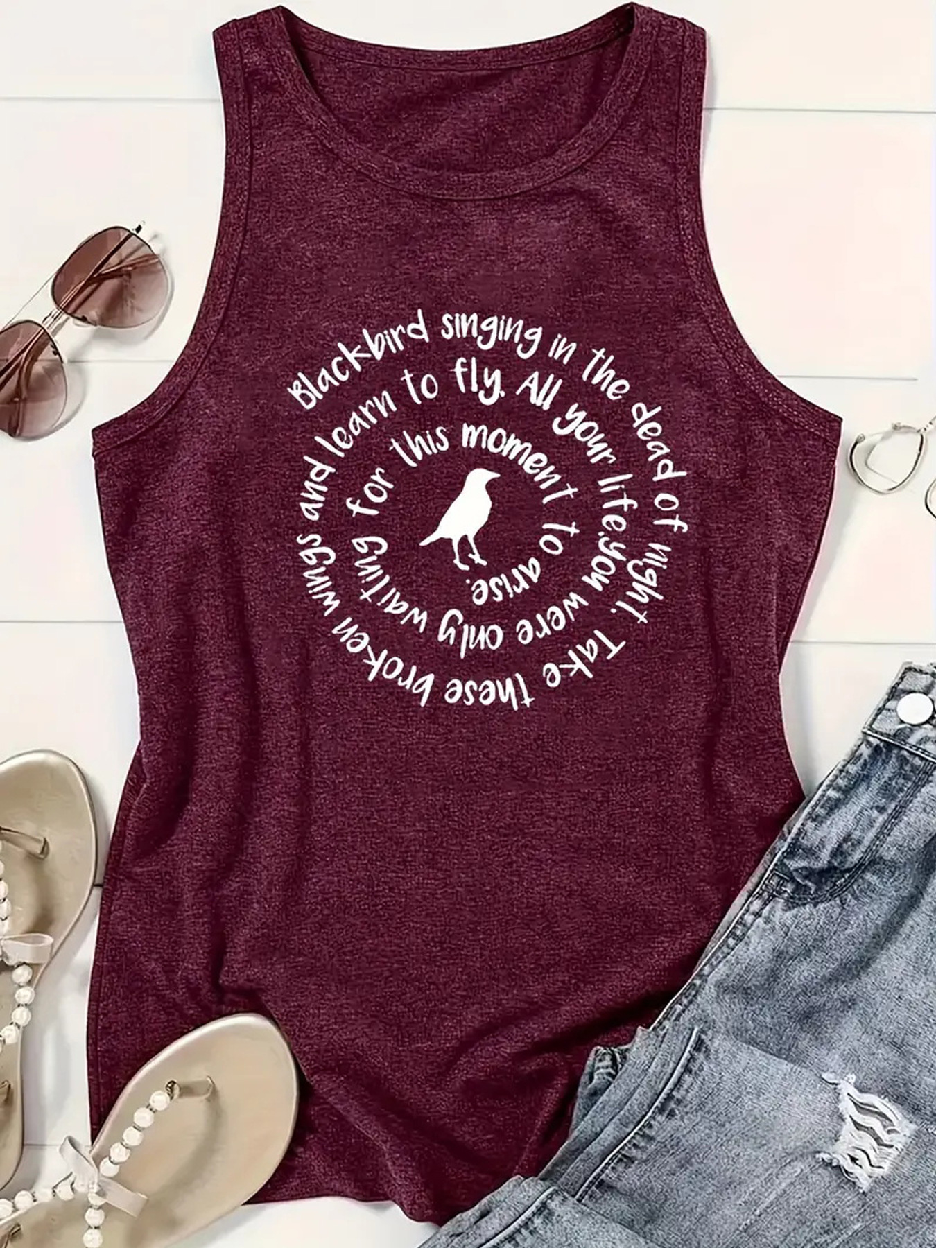 Women's Racerback Tank Tops Tank Tops Printing Streetwear Letter Bird display picture 4