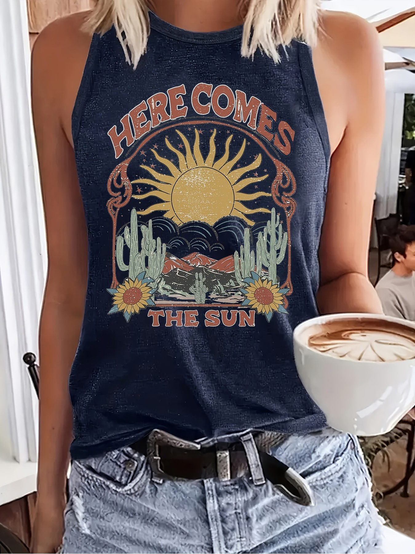 Women's Racerback Tank Tops Tank Tops Printing Vacation Cactus Sun Landscape display picture 2