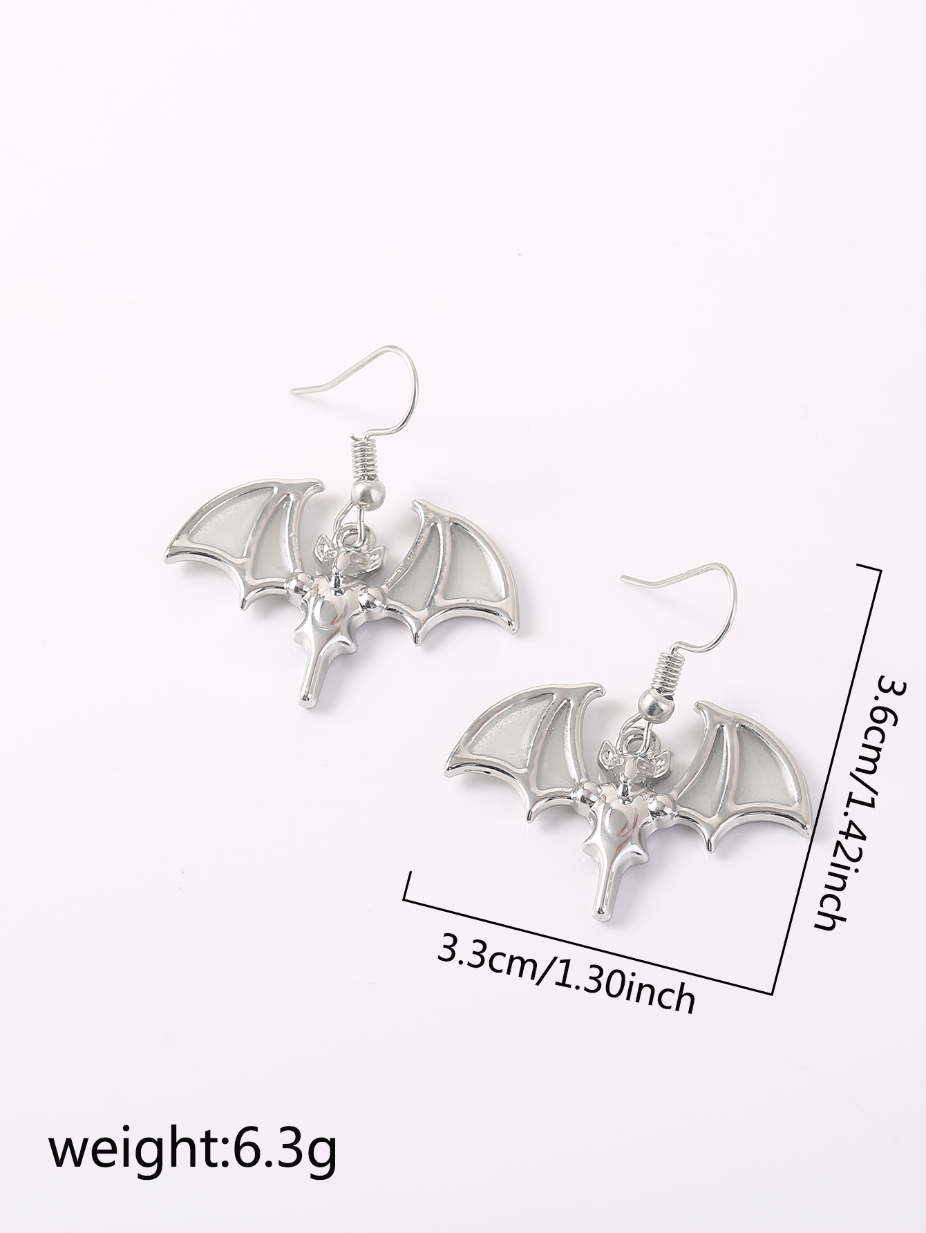 1 Pair IG Style Modern Style Cool Style Bat Resin Copper Zinc Alloy Drop Earrings display picture 2