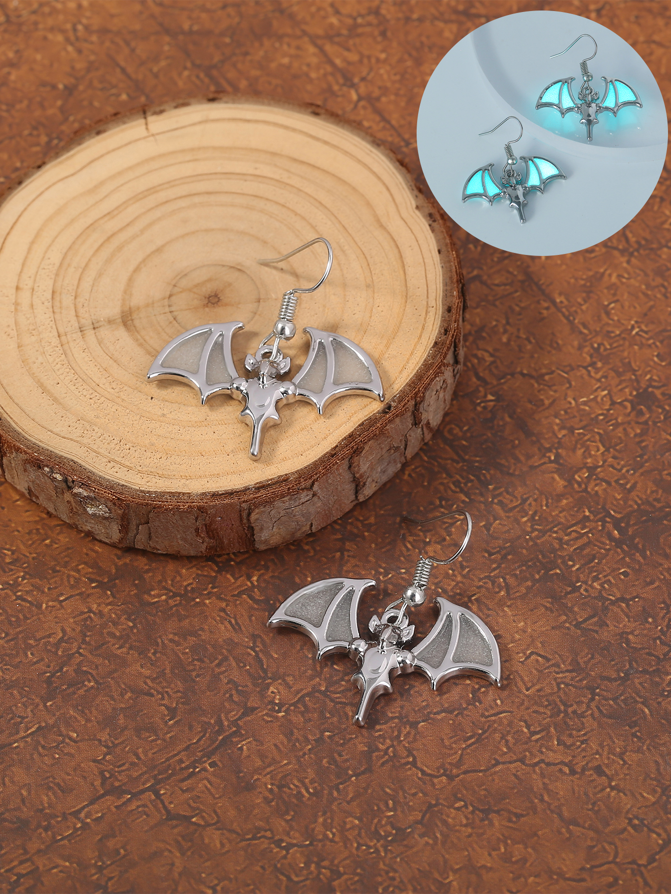 1 Pair IG Style Modern Style Cool Style Bat Resin Copper Zinc Alloy Drop Earrings display picture 3