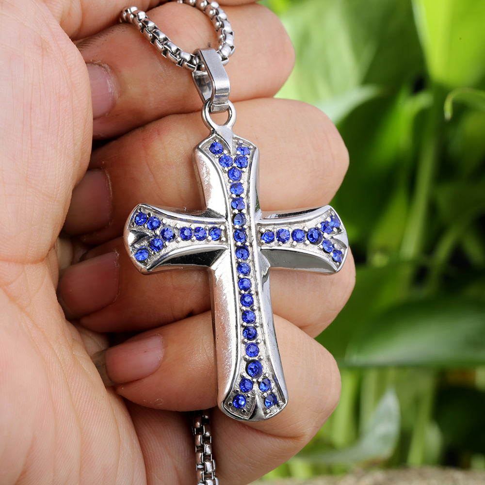 1 Piece 316 Stainless Steel  Rhinestones 18K Gold Plated Cross Polished Pendant display picture 7