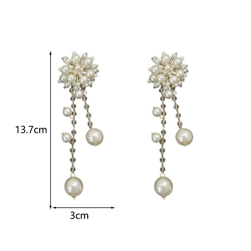 1 Pair Elegant Sweet Flower Beaded Crystal Pearl Copper Drop Earrings display picture 2