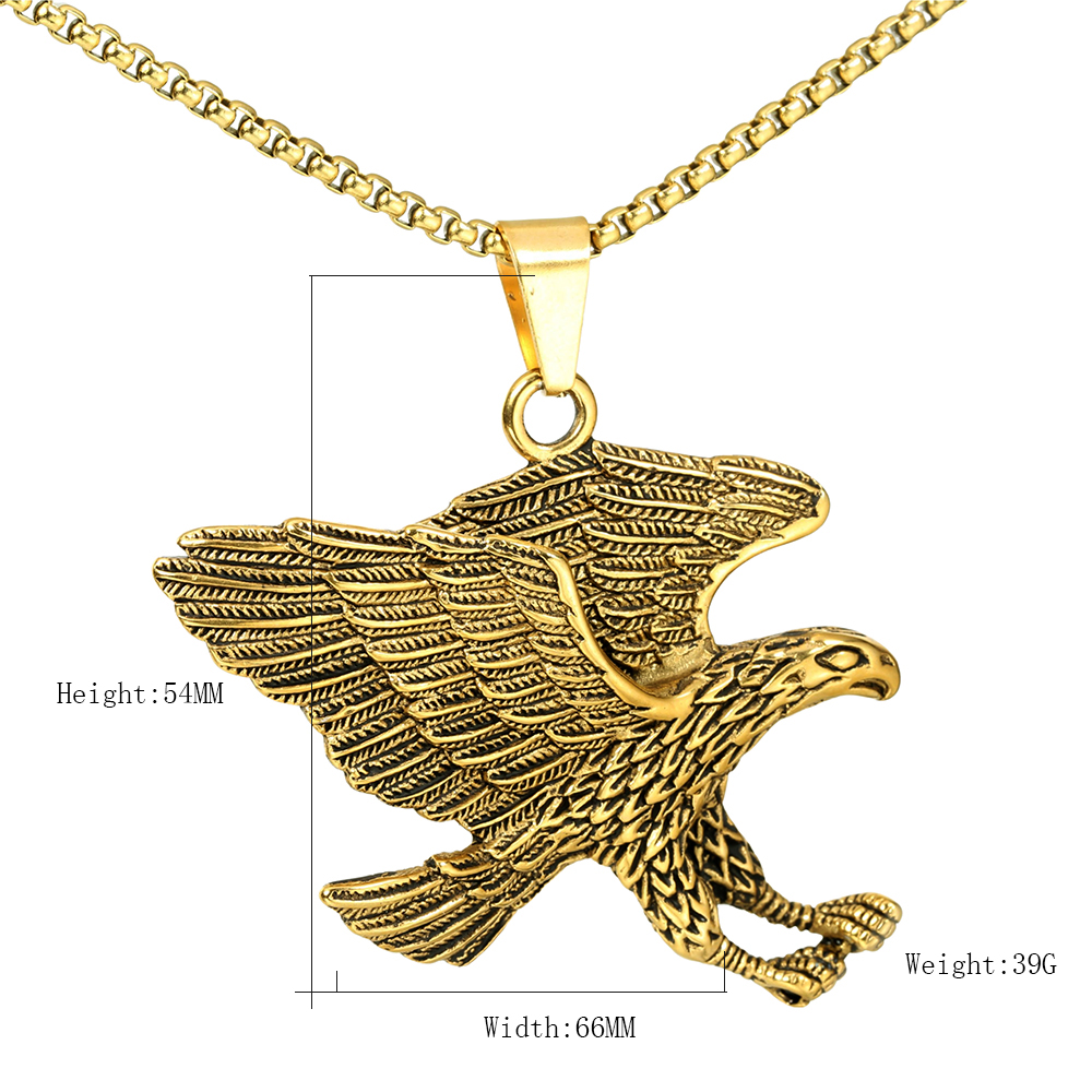 1 Piece 316 Stainless Steel  18K Gold Plated Eagle Polished Pendant display picture 1