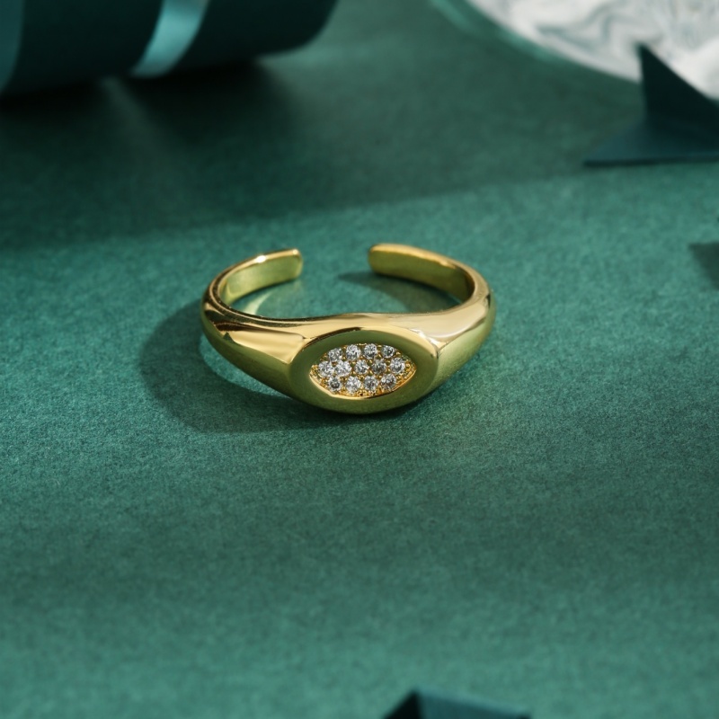 Kupfer 18 Karat Vergoldet Luxuriös Einfacher Stil Überzug Inlay Einfarbig Zirkon Ringe display picture 3