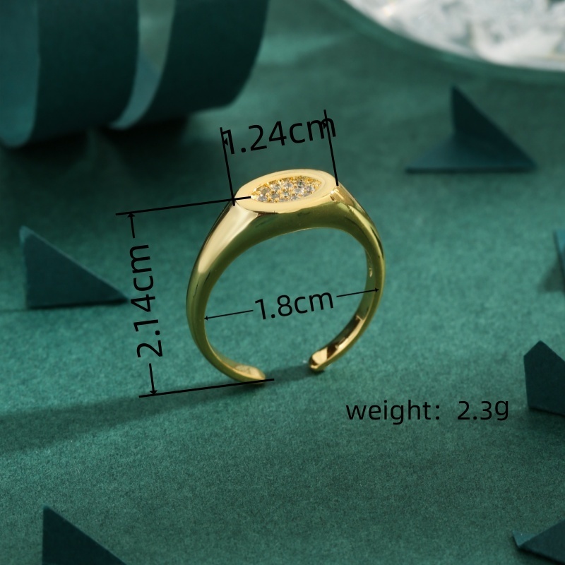 Kupfer 18 Karat Vergoldet Luxuriös Einfacher Stil Überzug Inlay Einfarbig Zirkon Ringe display picture 1