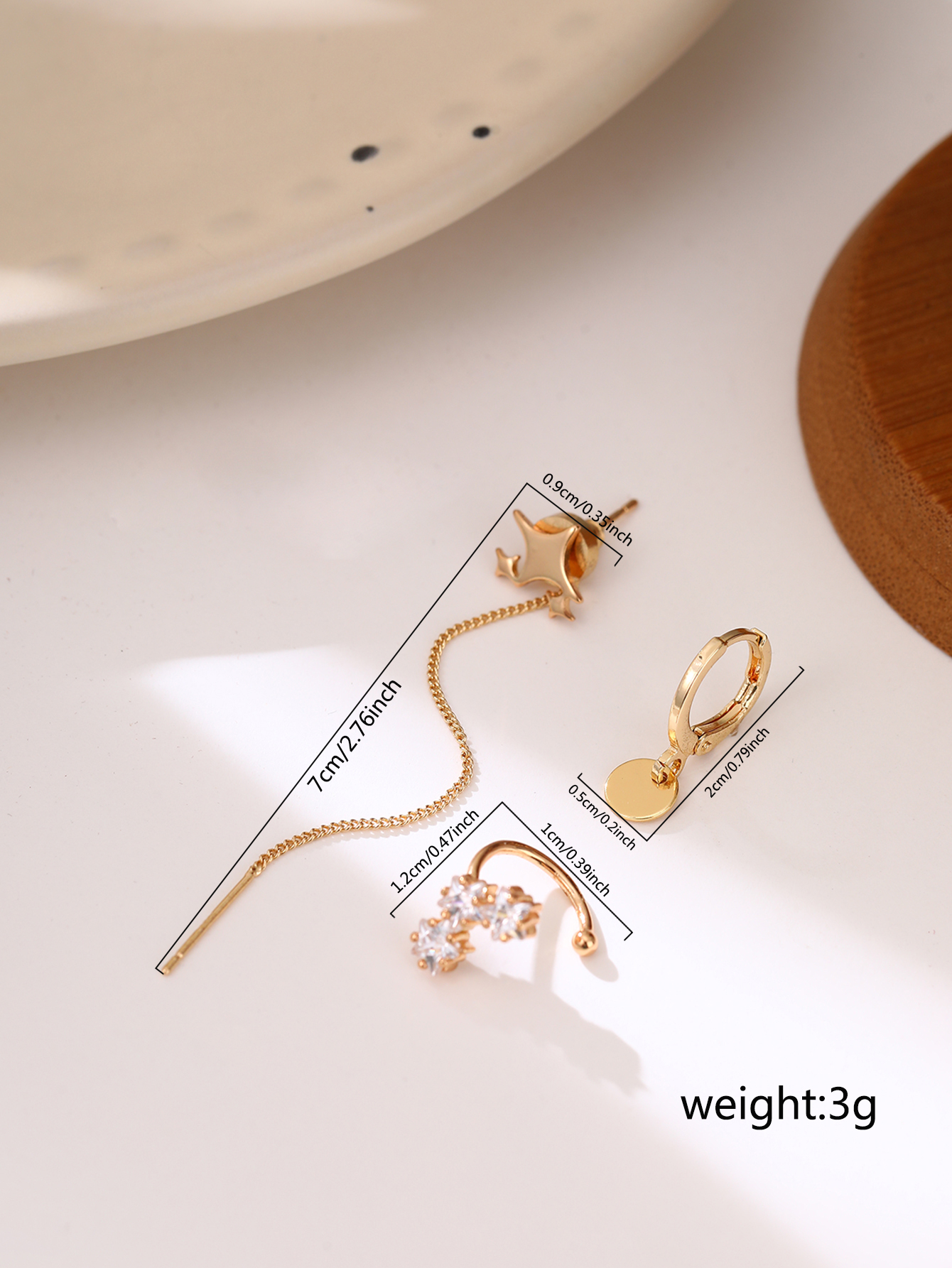 1 Set Elegant Sweet Simple Style C Shape Star Heart Shape Inlay Copper Zircon Ear Cuffs Earrings Ear Studs display picture 3