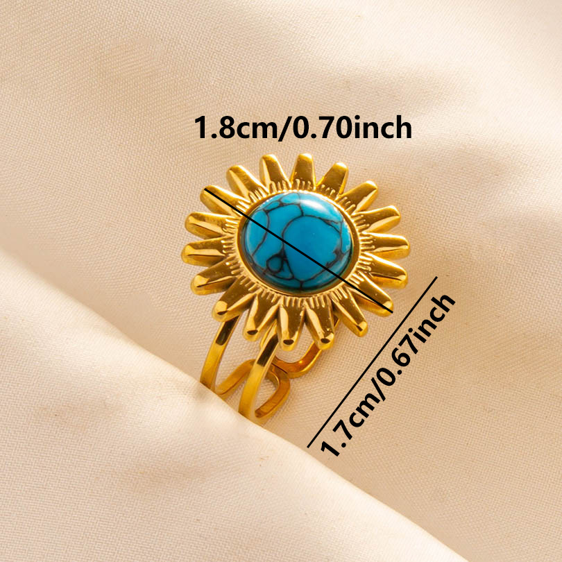 304 Stainless Steel Retro Inlay Solid Color Artificial Gemstones Rings display picture 8