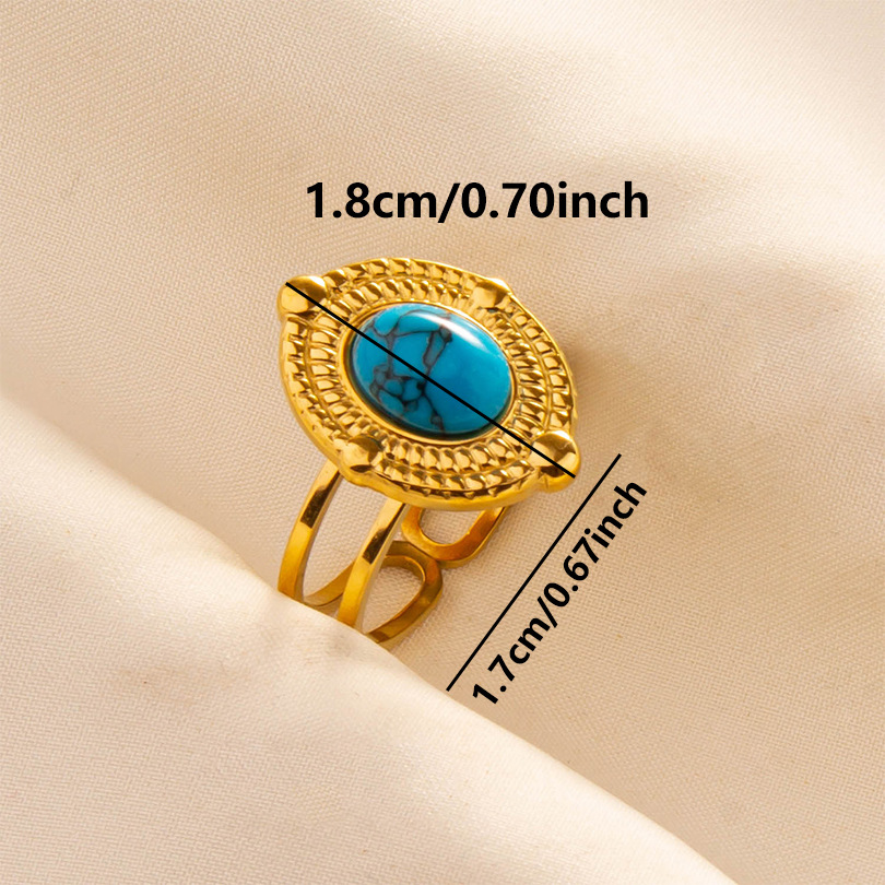 304 Stainless Steel Simple Style Classic Style Inlay Round Artificial Gemstones Rings display picture 7