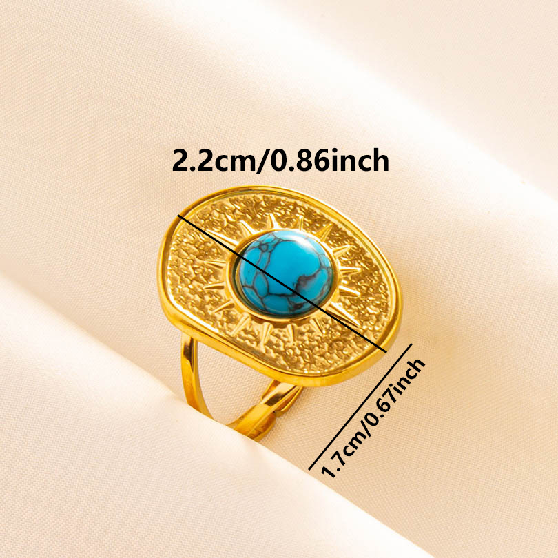 304 Stainless Steel Simple Style Inlay Water Droplets Artificial Gemstones Rings display picture 8