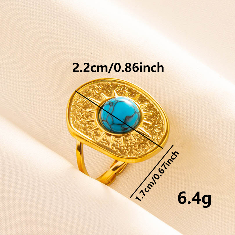 304 Stainless Steel Simple Style Inlay Water Droplets Artificial Gemstones Rings display picture 9