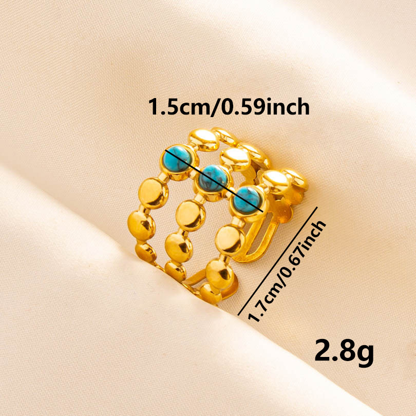 304 Stainless Steel Simple Style Inlay Round Artificial Gemstones Rings display picture 8