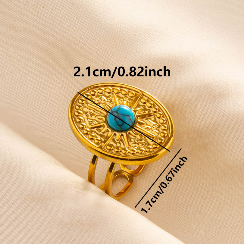 304 Stainless Steel Retro Inlay Solid Color Artificial Gemstones Rings display picture 7