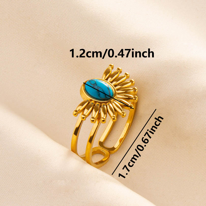 304 Stainless Steel 18K Gold Plated Classical Lady Classic Style Inlay Geometric Artificial Gemstones Imitating Stone Open Rings display picture 7