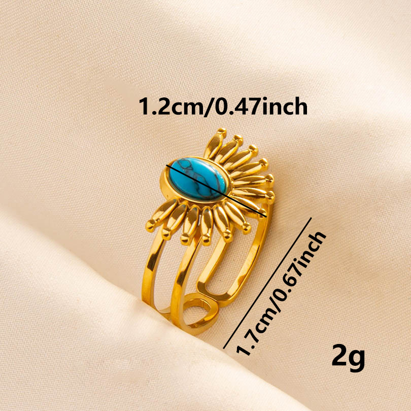 304 Stainless Steel 18K Gold Plated Classical Lady Classic Style Inlay Geometric Artificial Gemstones Imitating Stone Open Rings display picture 8