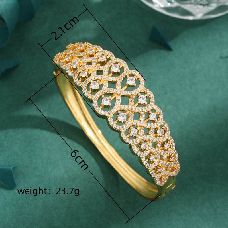 Copper 18K Gold Plated Elegant Luxurious Plating Inlay Color Block Zircon Bangle display picture 2