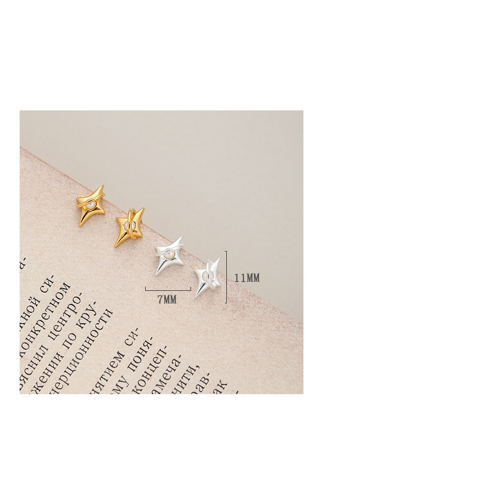 1 Pair IG Style Simple Style Star Hollow Out Inlay Sterling Silver Pearl Ear Studs display picture 1