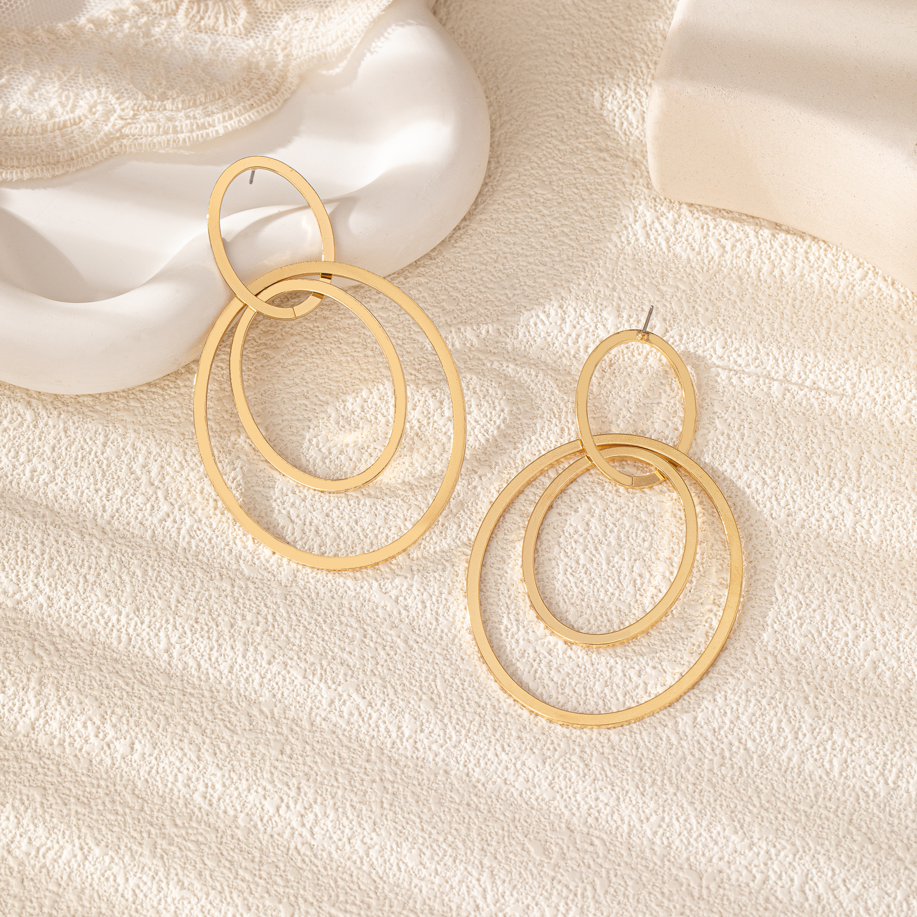 2 Pieces Casual Romantic Circle Round Alloy Drop Earrings display picture 4