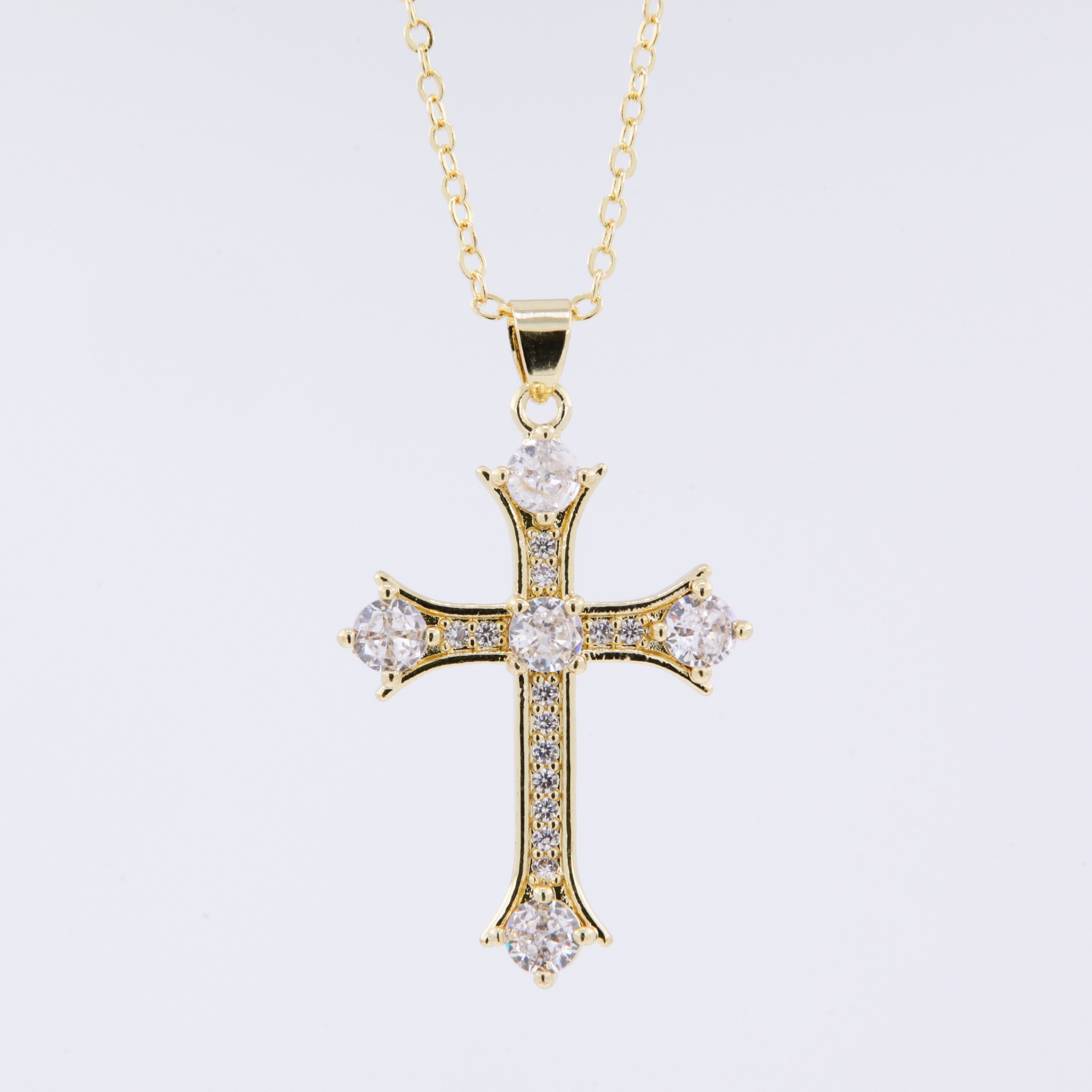 Wholesale Hip-Hop Shiny Cross Copper Plating 18K Gold Plated Zircon display picture 5