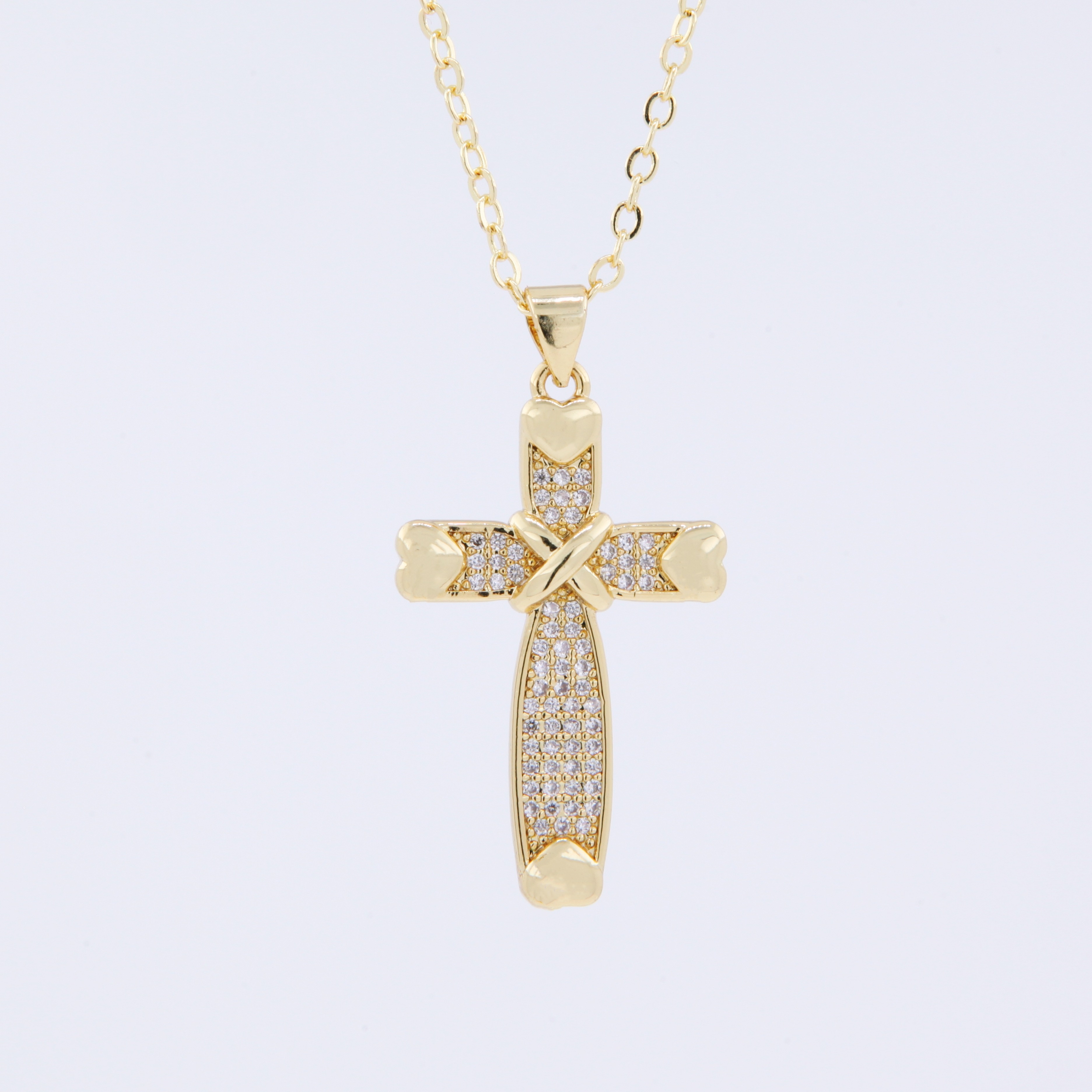 Wholesale Hip-Hop Shiny Cross Copper Plating 18K Gold Plated Zircon display picture 8