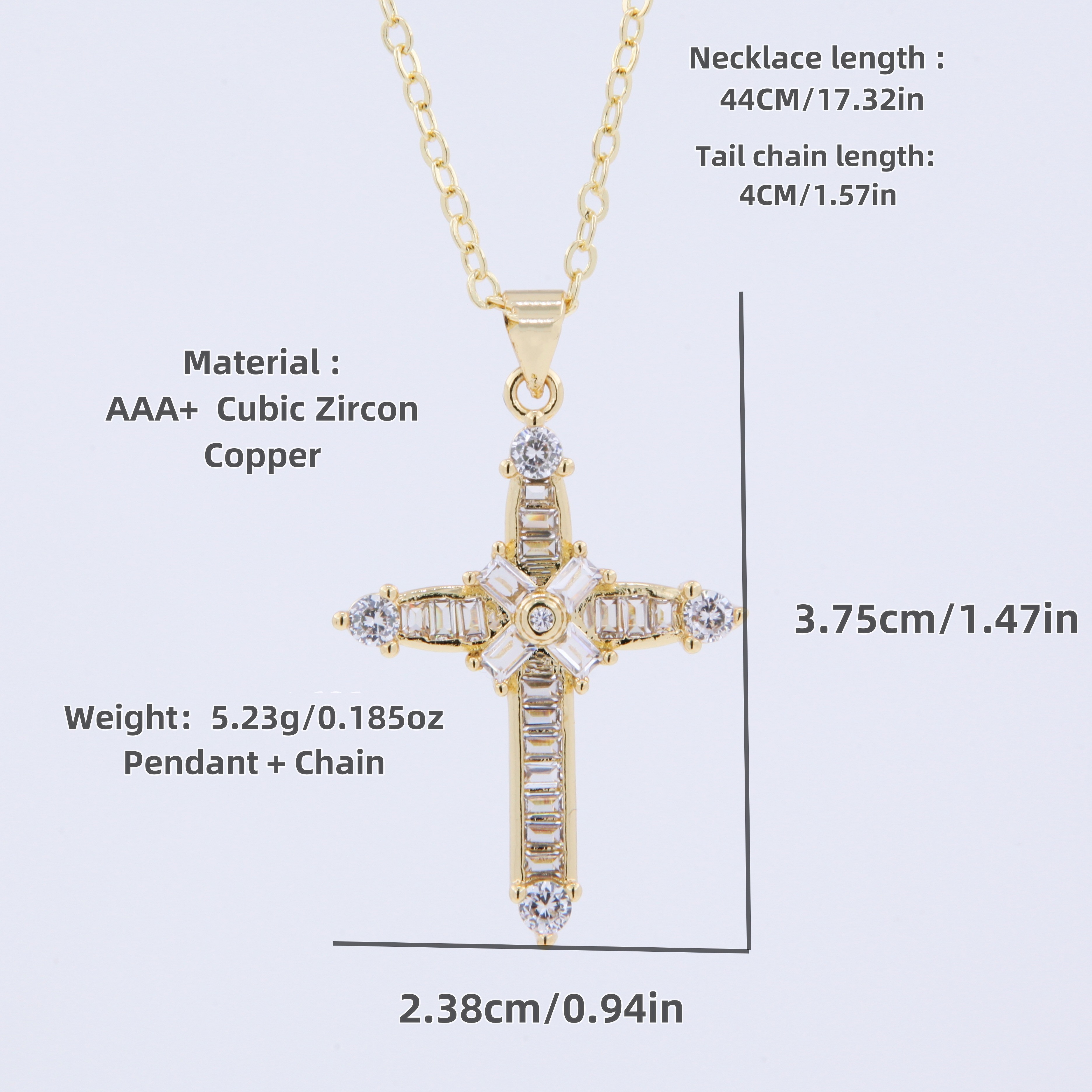 Wholesale Hip-Hop Shiny Cross Copper Plating 18K Gold Plated Zircon display picture 9