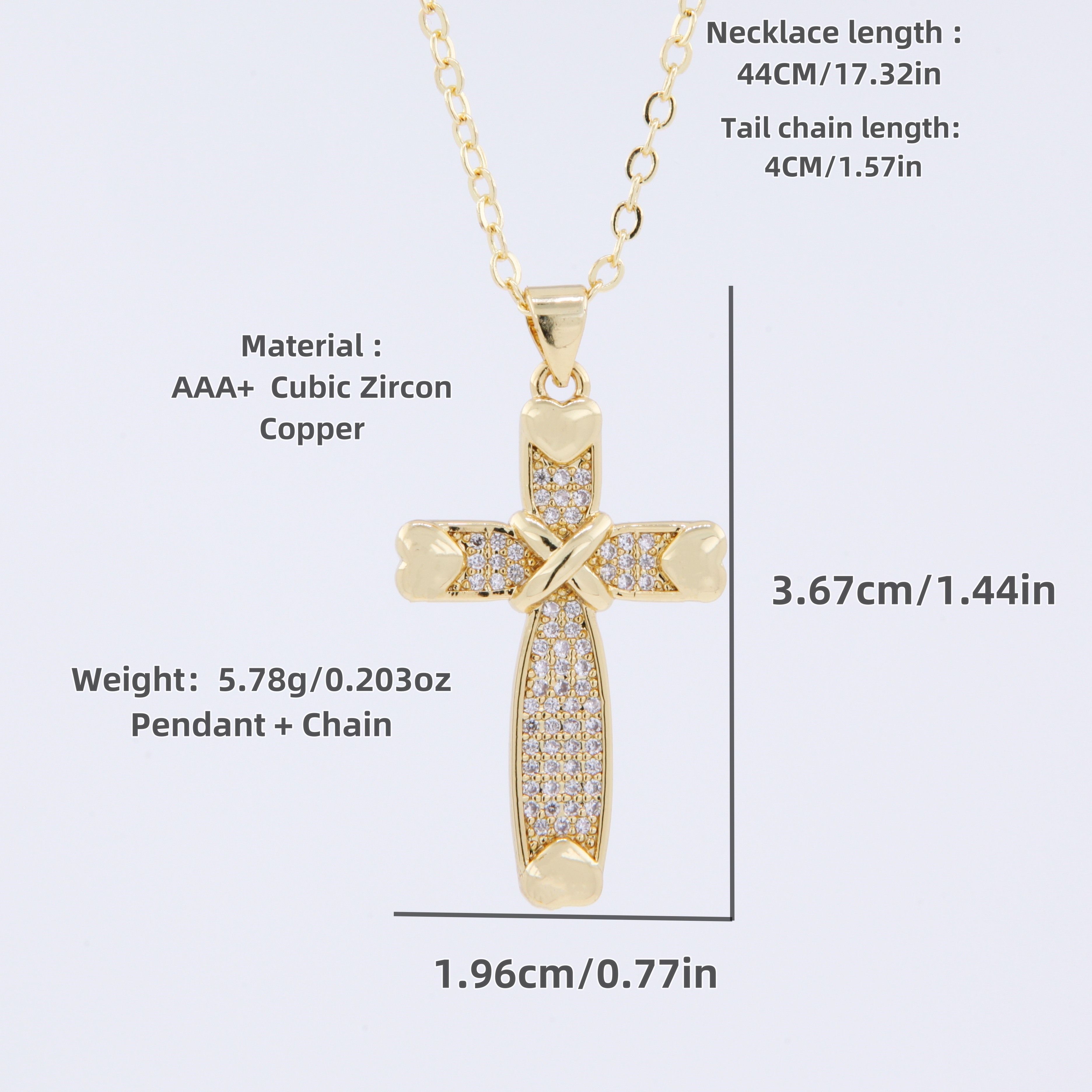 Wholesale Hip-Hop Shiny Cross Copper Plating 18K Gold Plated Zircon display picture 10