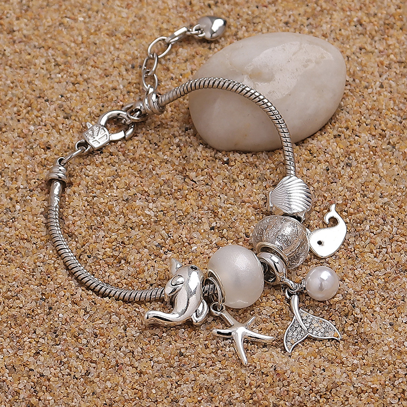 Wholesale Jewelry Vacation Beach Tropical Starfish Dolphin Shell Alloy Rhinestone Copper Rhinestones Enamel Inlay Bracelets display picture 6