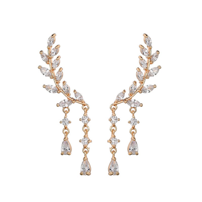 1 Pair Simple Style Classic Style Solid Color Plating Inlay Copper Alloy Zircon 16K Gold Plated White Gold Plated Drop Earrings display picture 3