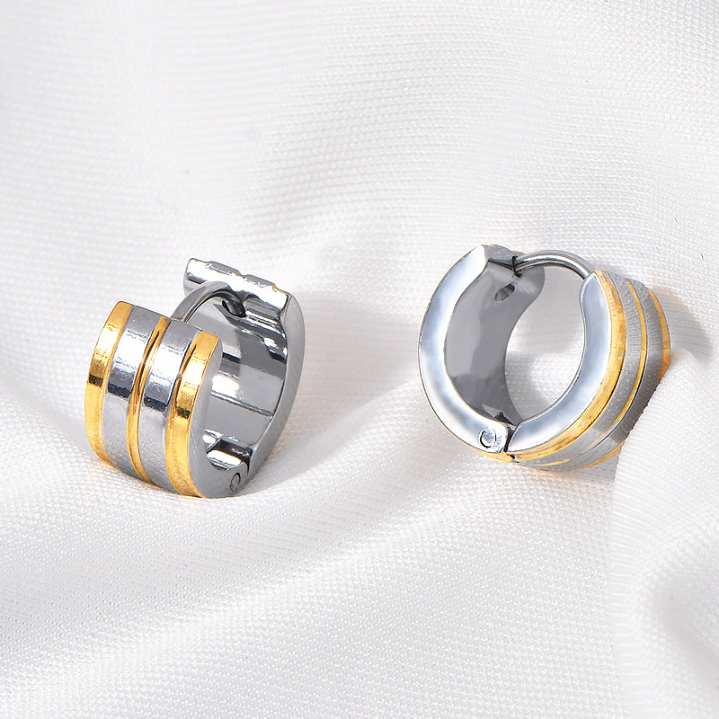 1 Pair Hip-Hop Retro Color Block Plating 304 Stainless Steel 18K Gold Plated Earrings display picture 2
