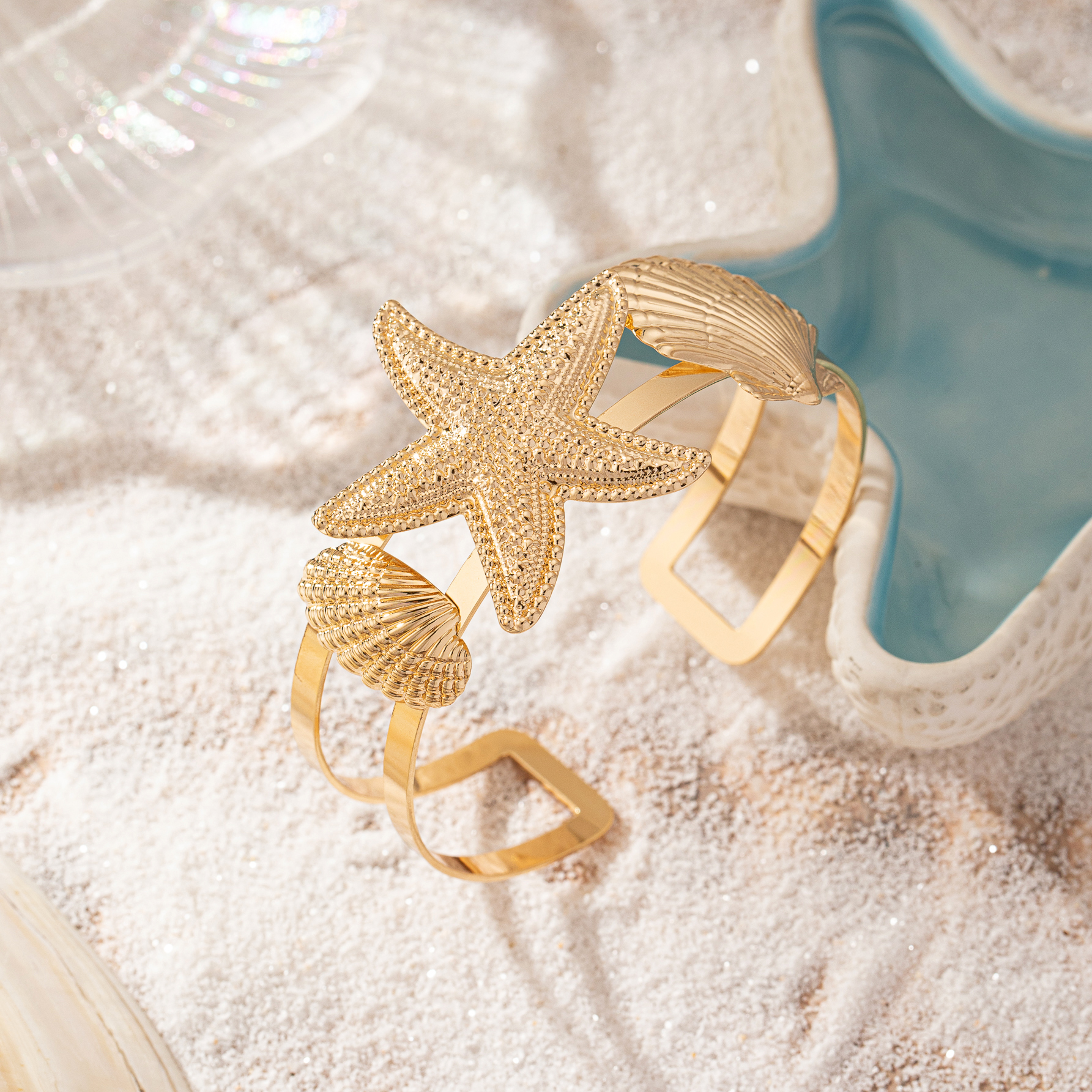 Hip-Hop Vacation Beach Starfish Ocean Shell Alloy Women's Arm Bracelet display picture 1