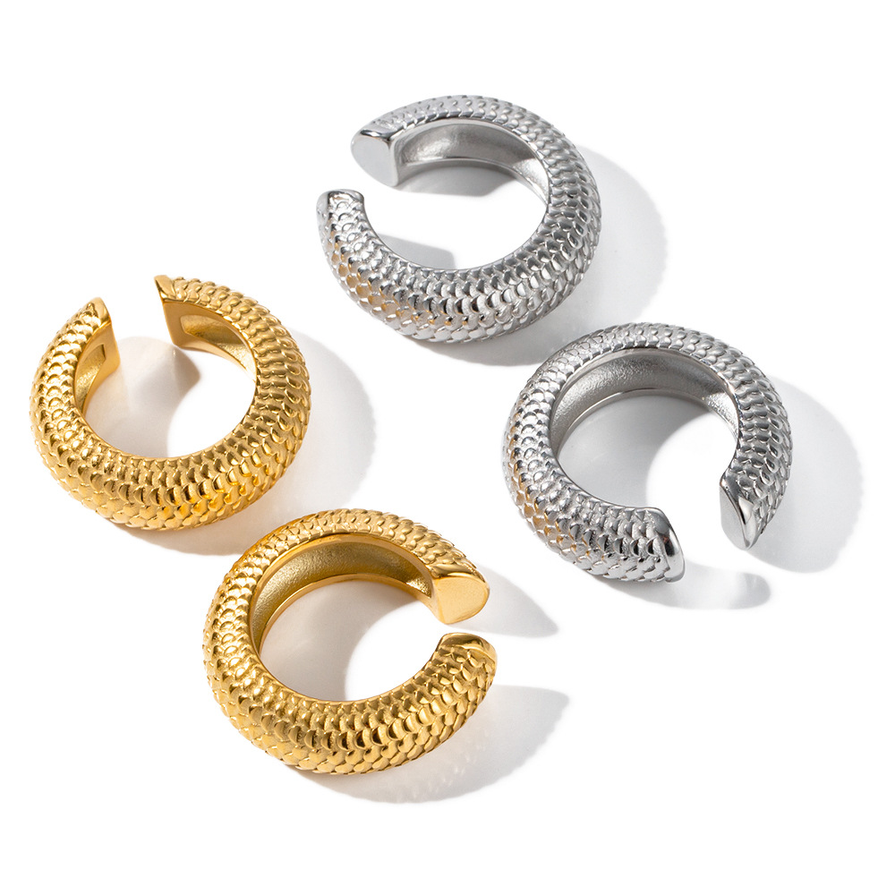 1 Pair IG Style Basic C Shape Solid Color Thick 304 Stainless Steel 14K Gold Plated Ear Cuffs display picture 2