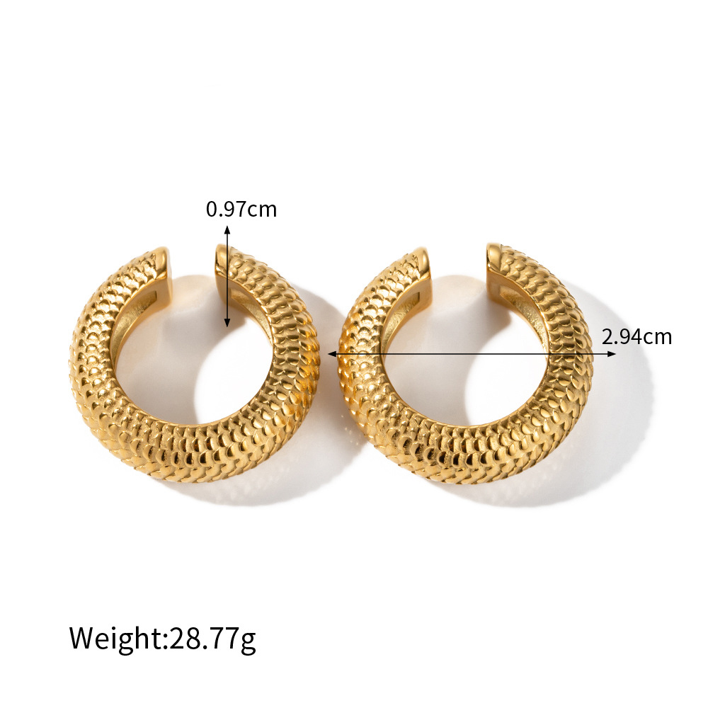 1 Pair IG Style Basic C Shape Solid Color Thick 304 Stainless Steel 14K Gold Plated Ear Cuffs display picture 3