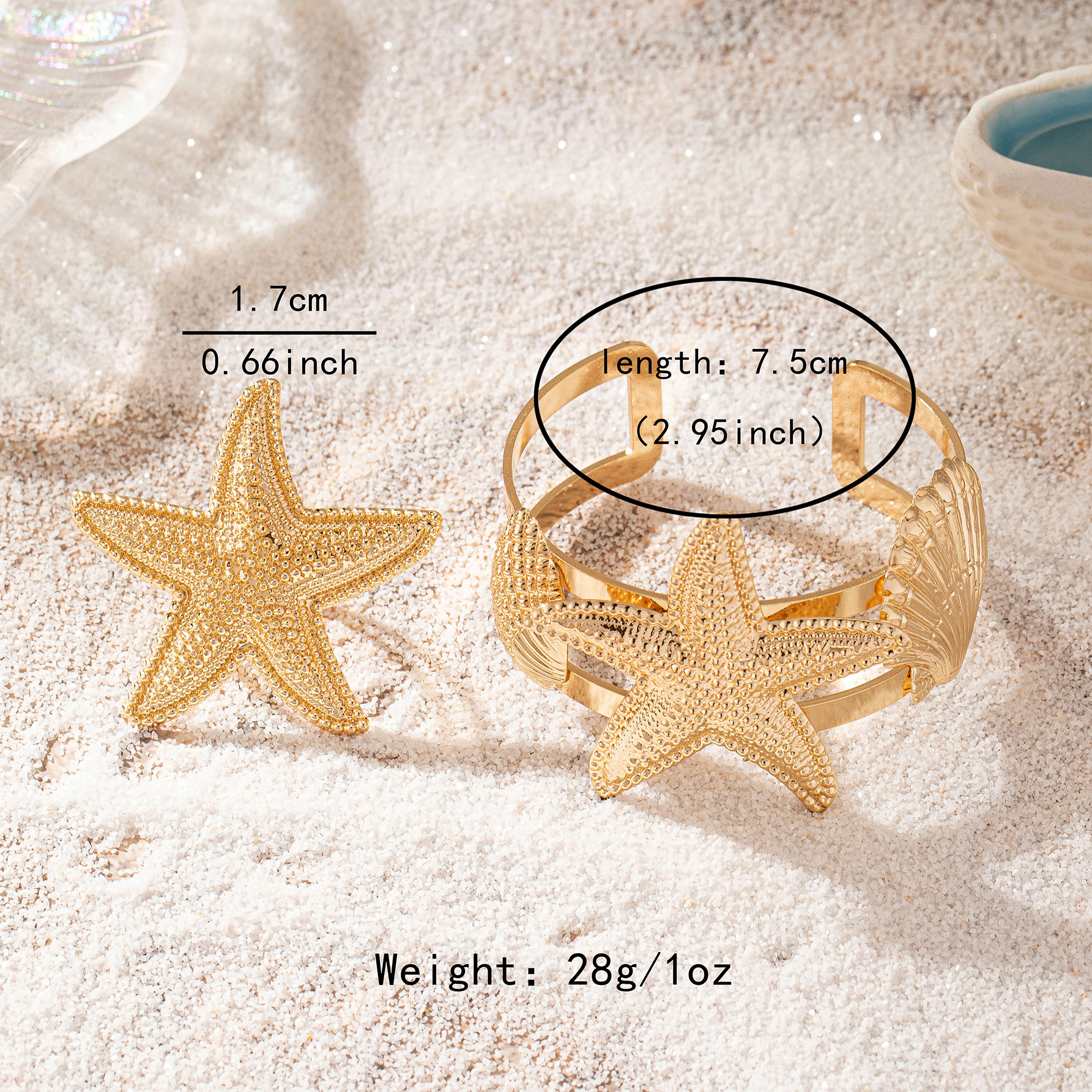 Beach Classic Style Starfish Ocean Shell Alloy Wholesale Rings Bracelets Jewelry Set display picture 2