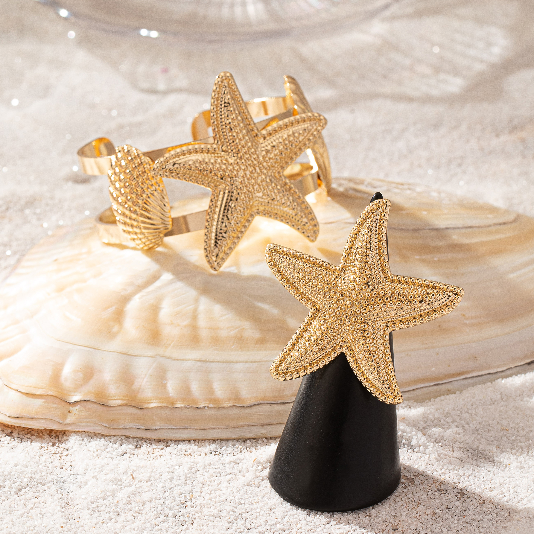 Beach Classic Style Starfish Ocean Shell Alloy Wholesale Rings Bracelets Jewelry Set display picture 4