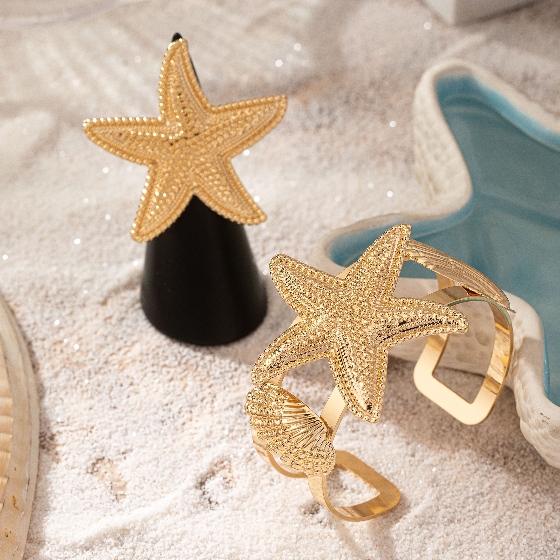 Beach Classic Style Starfish Ocean Shell Alloy Wholesale Rings Bracelets Jewelry Set display picture 3