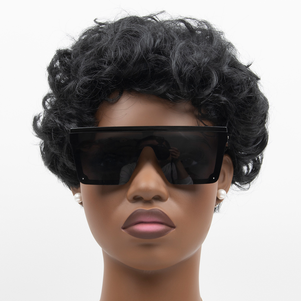 Hip-Hop Retro Color Block Pc Square Wayfarer Sport Half Frame Women's Sunglasses display picture 3