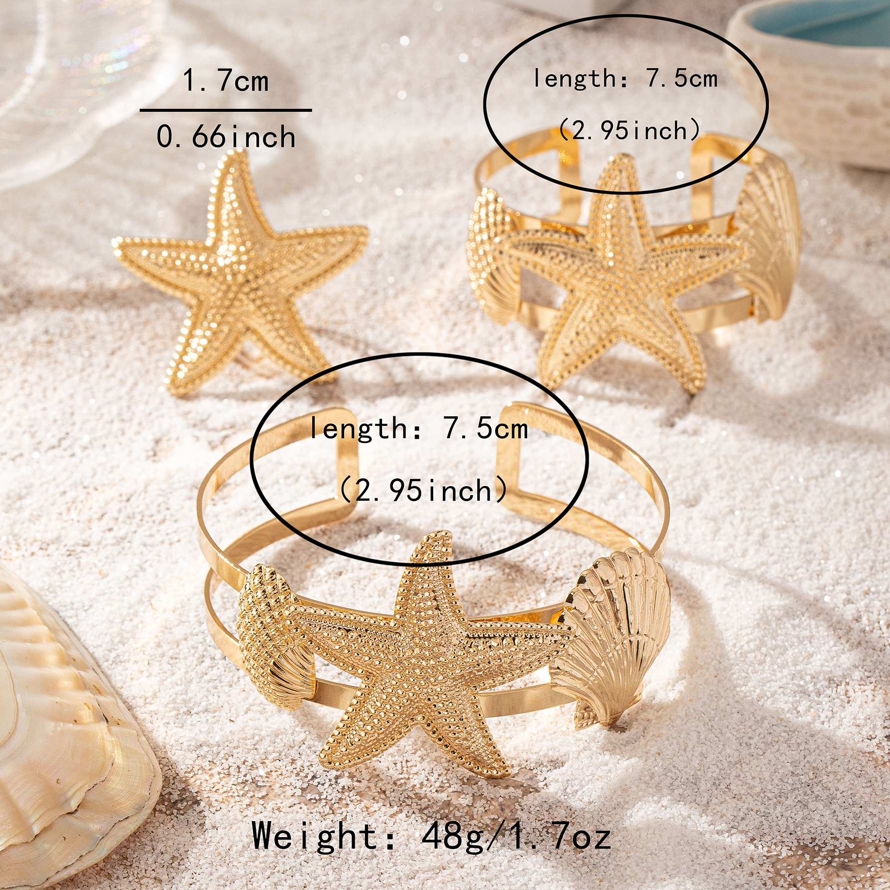 Vacation Beach Classic Style Starfish Ocean 14K Gold Plated Alloy Wholesale Rings Bracelets Jewelry Set display picture 4