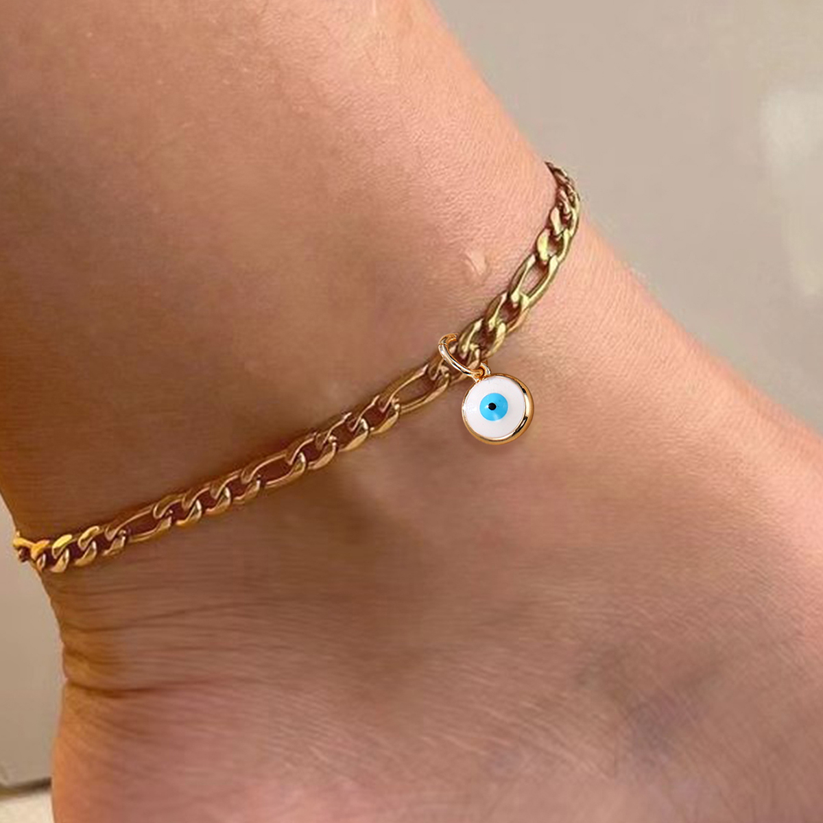 Hawaiian Vacation Tropical Cross Devil's Eye Square Ferroalloy Copper Inlay Resin Zircon Women's Anklet display picture 1