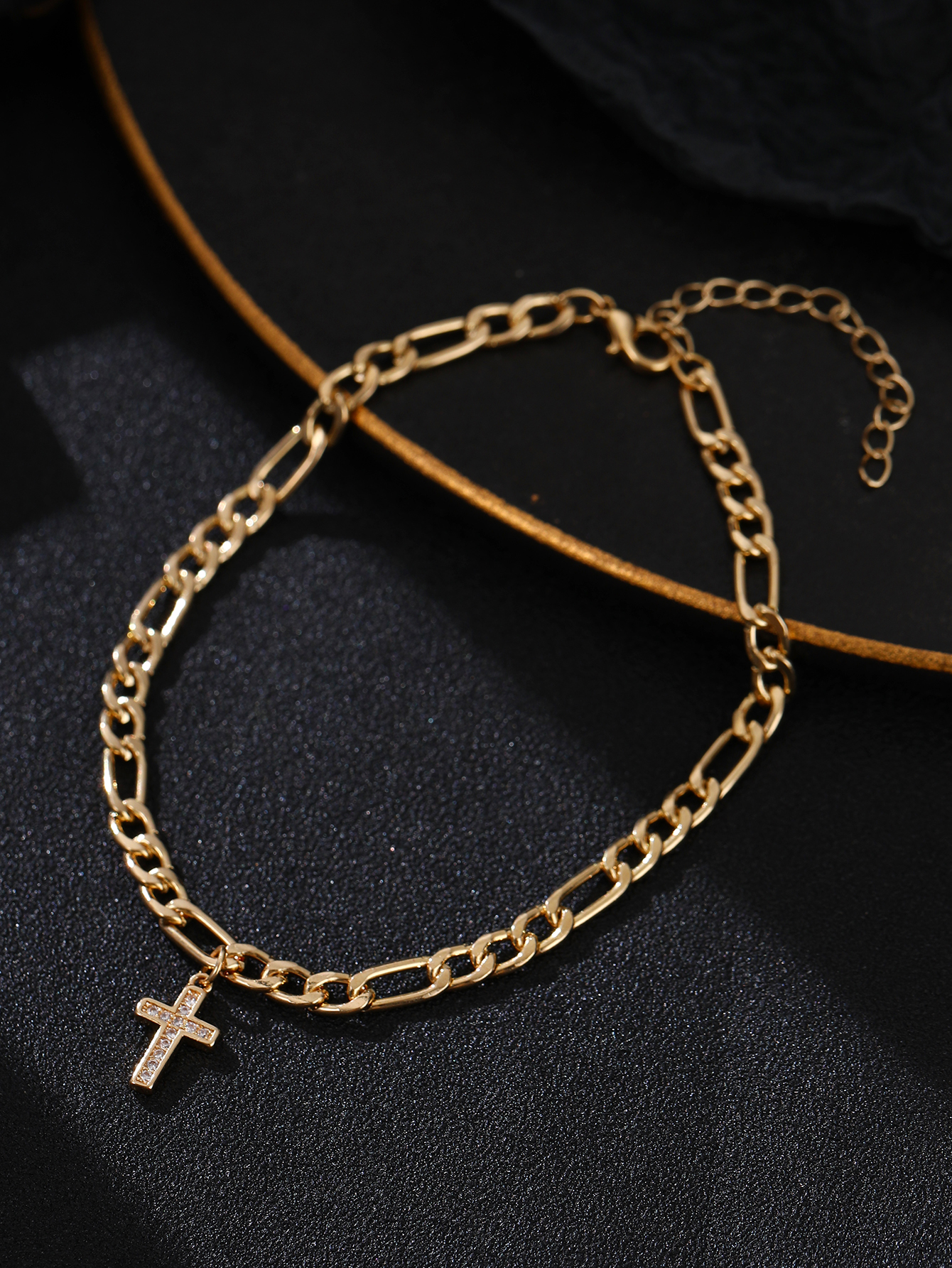 Hawaiian Vacation Tropical Cross Devil's Eye Square Ferroalloy Copper Inlay Resin Zircon Women's Anklet display picture 9